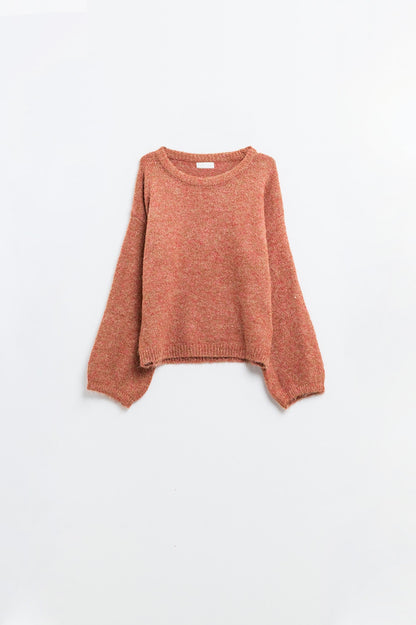 Suéter acogedor con mangas abullonadas en color camel