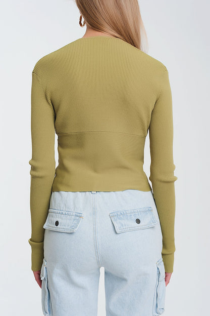 Sueter de canale en verde de cuello pico