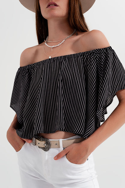 Top Bardot a rayas