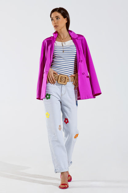 Top blanco con rayas azules y tirantes finos