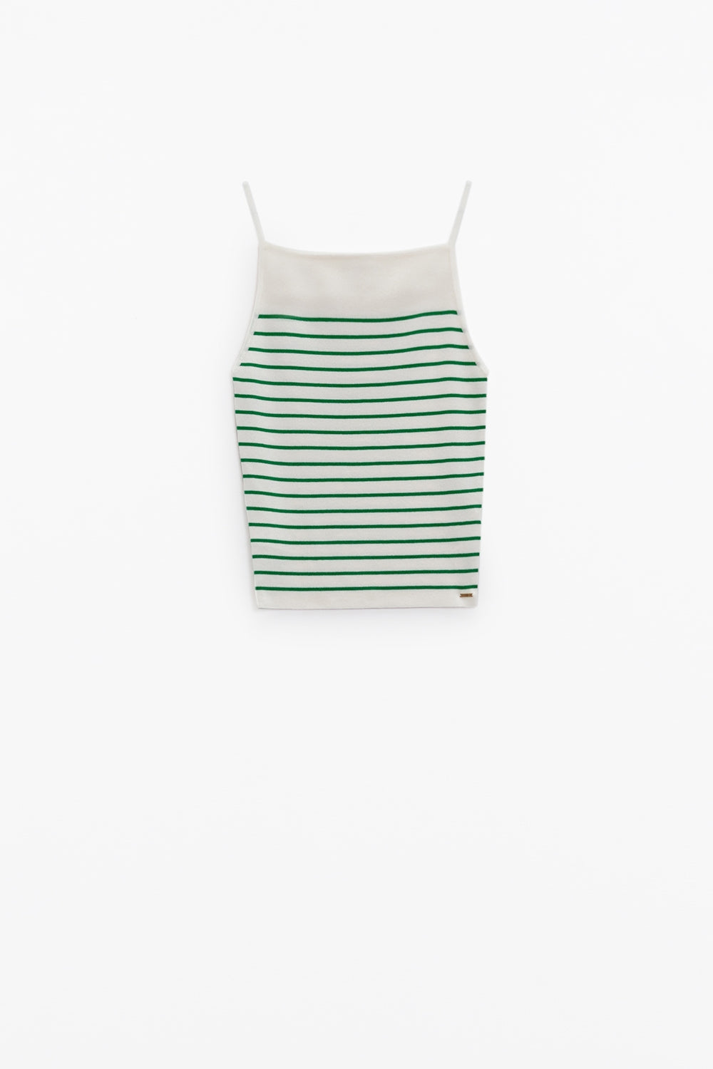 Top blanco con rayas verdes y tirantes finos