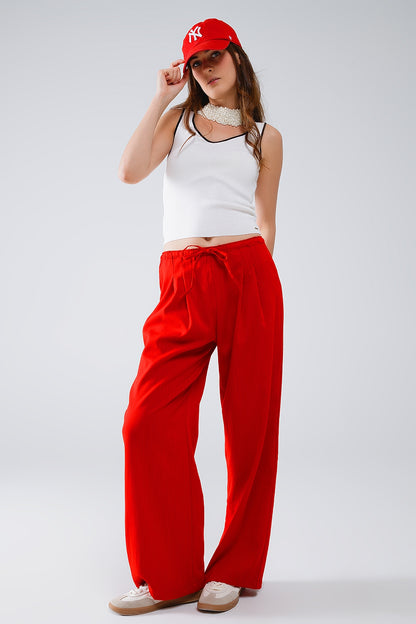 Top Blanco Sin Mangas Con Escote Crew Neckline Y Ribete Negro