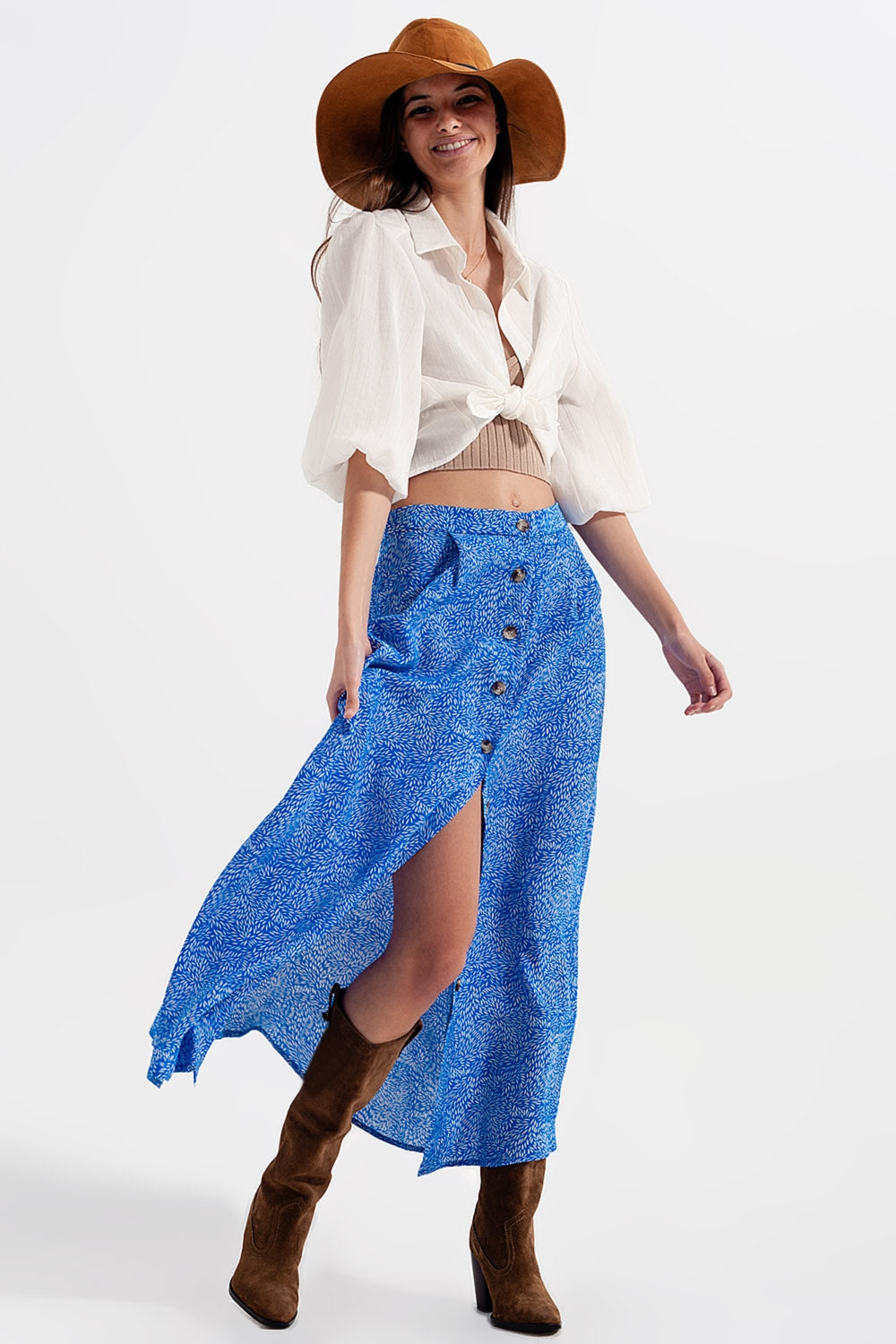 Top corto beige de punto