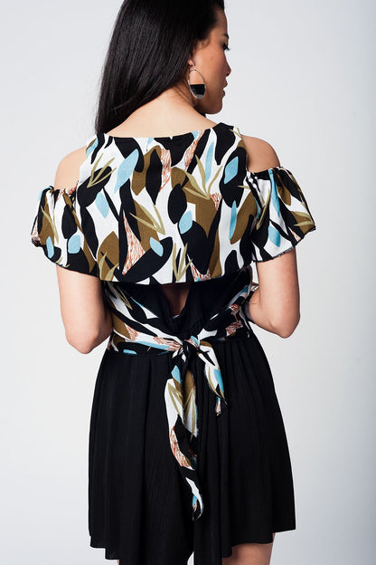Top corto estampado verde