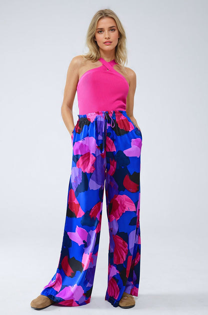 Top de punto cruzado en fucsia