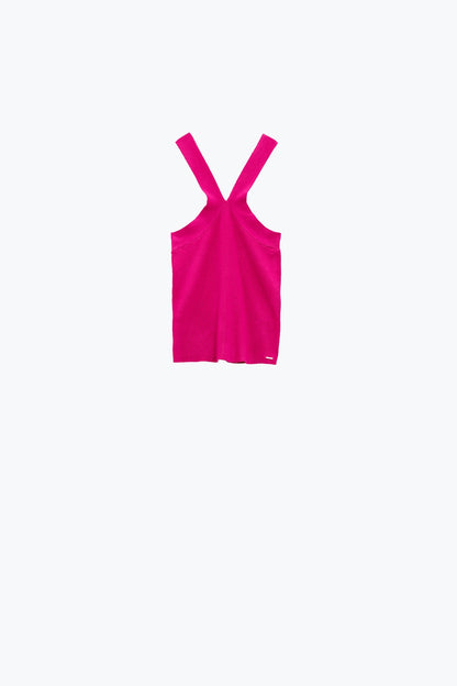 Top de punto cruzado en fucsia