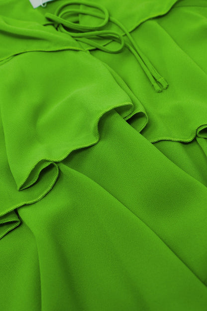 Top de volantes con tirantes finos en verde