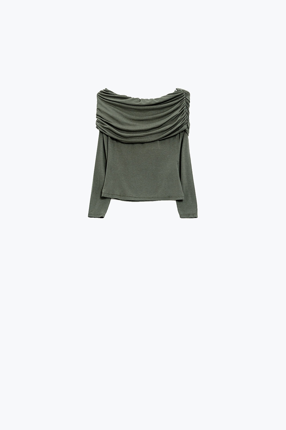 Top sin hombros Bodycon Verde khaki