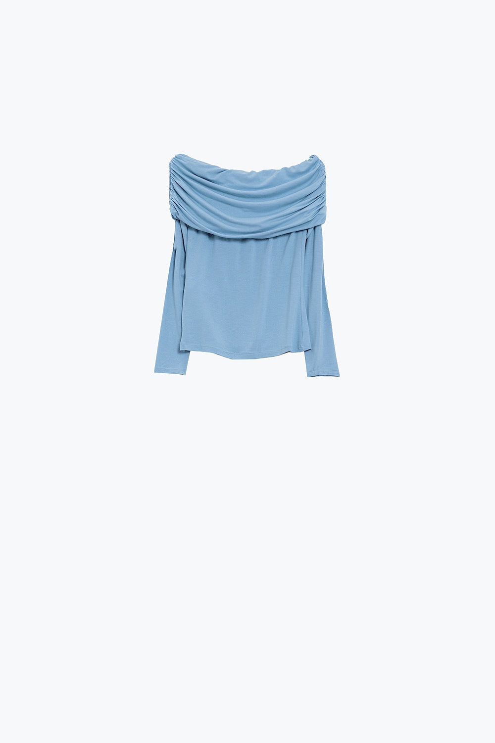 Top sin hombros en azul claro