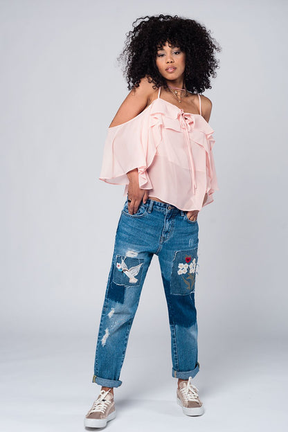 Top vaporoso en color rosa claro