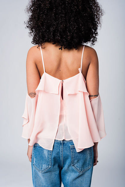 Top vaporoso en color rosa claro
