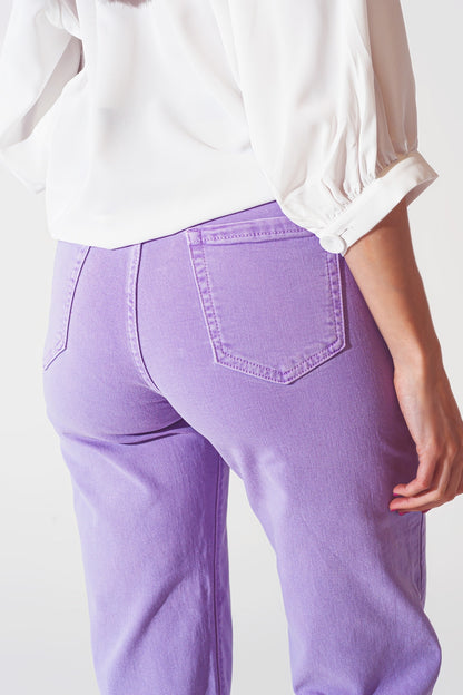 Vaquero morado de pernera ancha