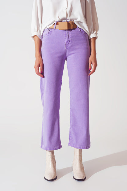 Vaquero morado de pernera ancha