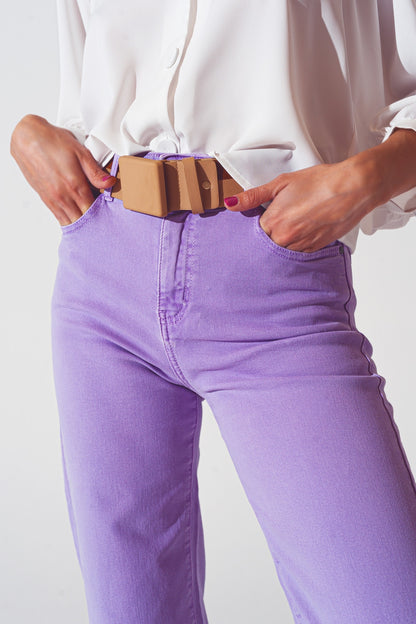 Vaquero morado de pernera ancha