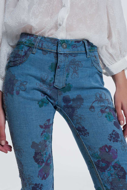 Vaquero reversible con estampado de flores