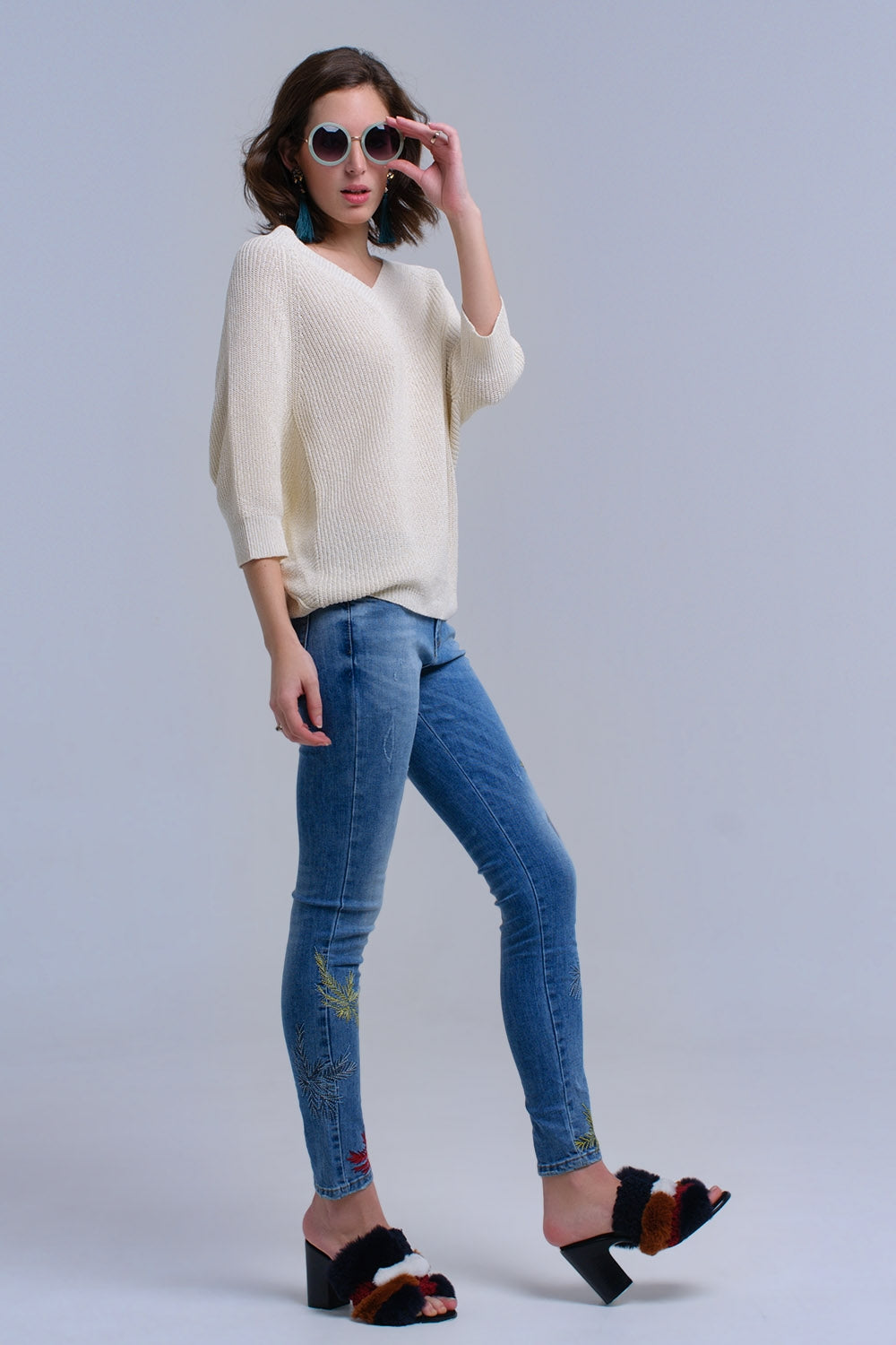 Vaquero skinny con bordados