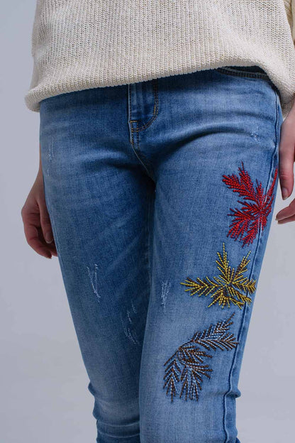 Vaquero skinny con bordados