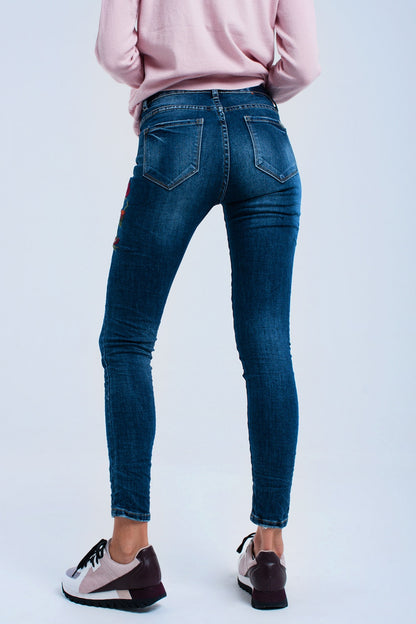 Vaquero skinny con flores