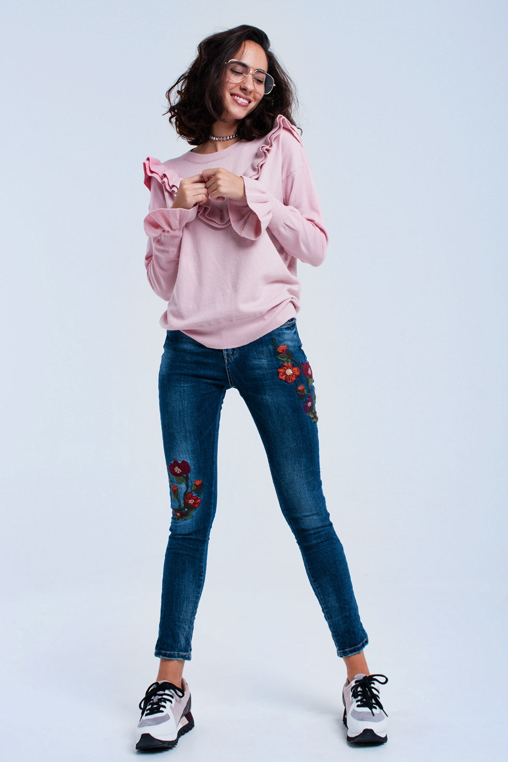 Vaquero skinny con flores