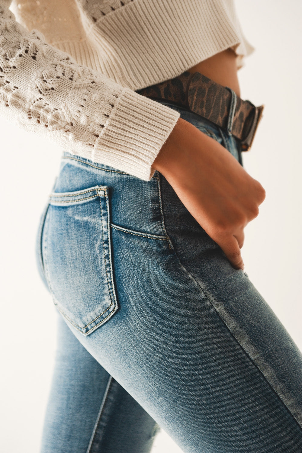 Vaqueros ajustados Push up azules con diseño rasgado