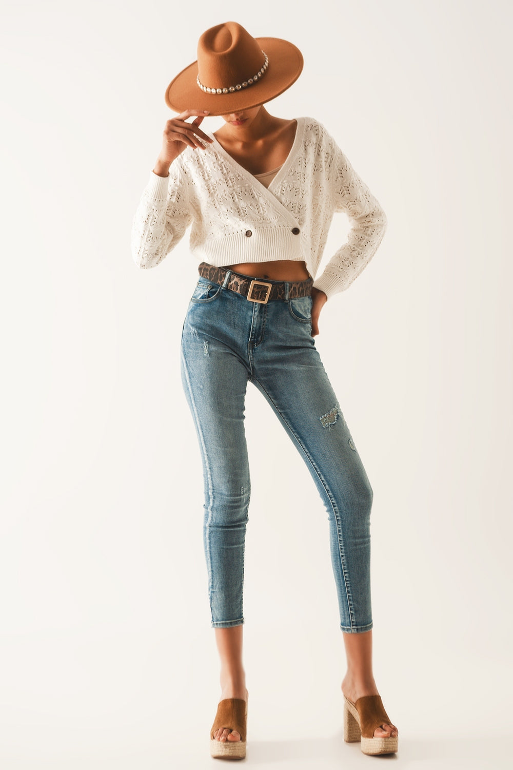 Vaqueros ajustados Push up azules con diseño rasgado