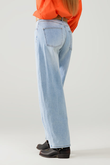 Vaqueros azul claro bubble Leg con cintura alta