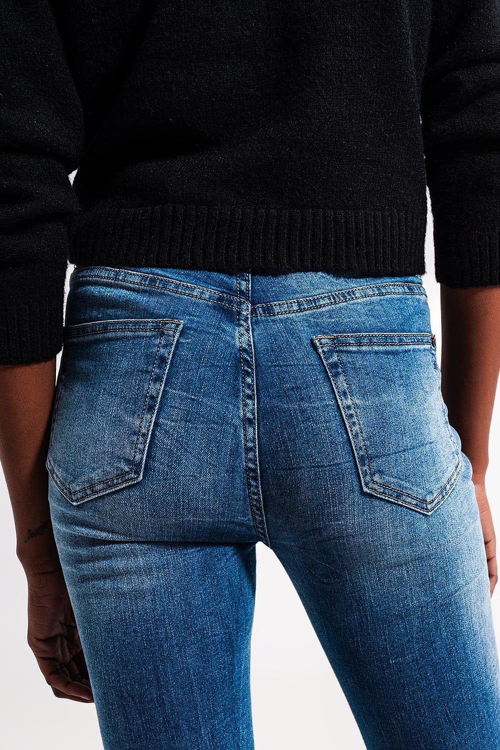 Vaqueros azul medio skinny mezcla de algodón elastico