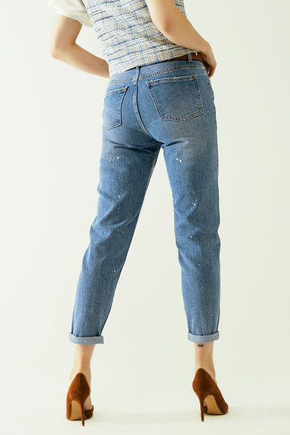 Vaqueros azules skinny con acabado metalizado en lavado claro
