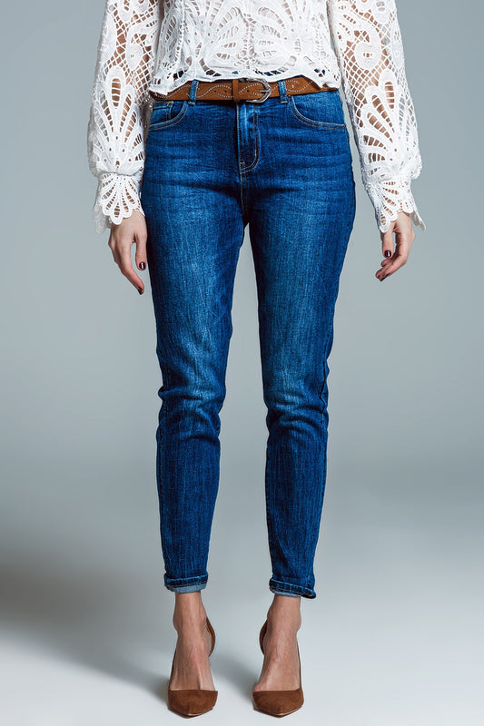 Q2 Vaqueros Basic Super Skinny en lavado medio