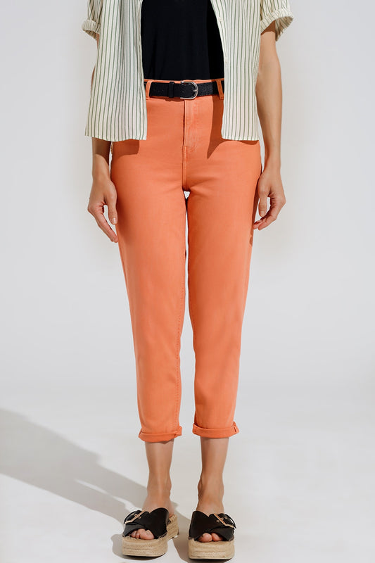 Q2 Vaqueros Basic tobilleros en naranja