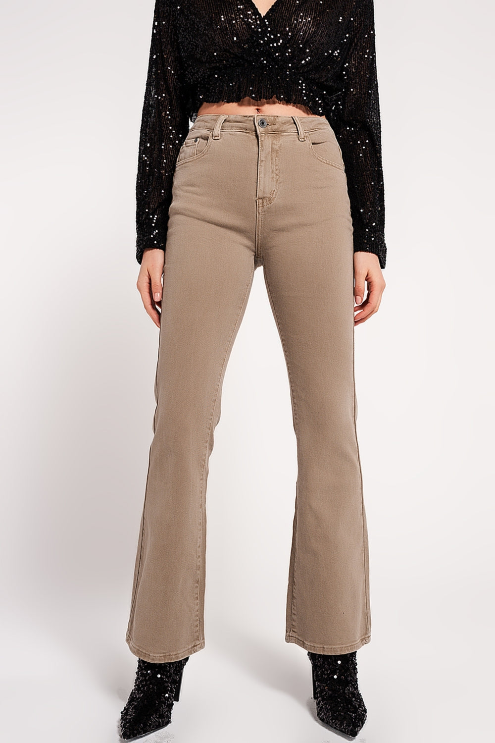 Vaqueros beige de campana