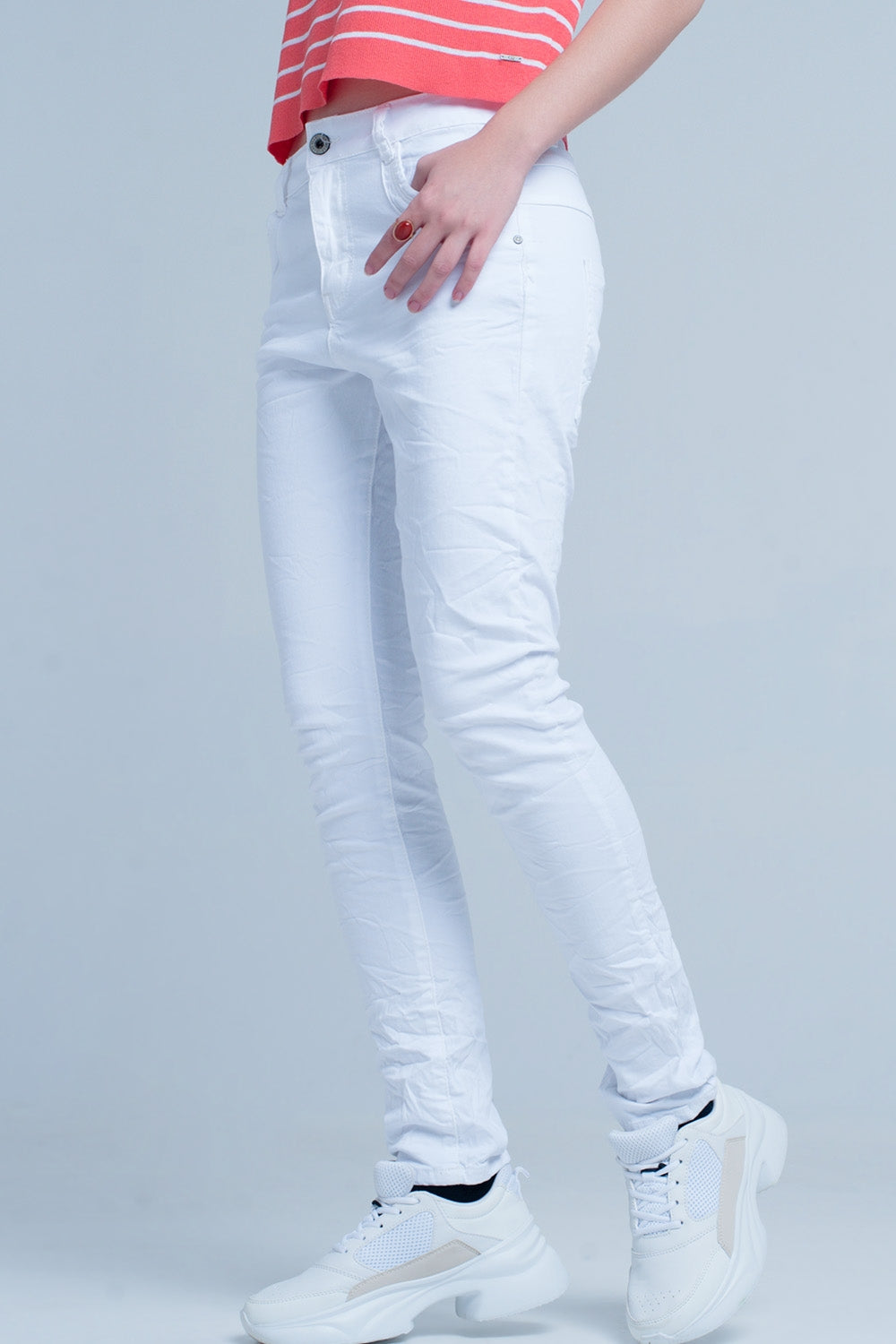 Vaqueros blancos Boyfriend de corte sllim