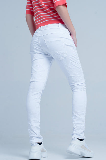 Vaqueros blancos Boyfriend de corte sllim