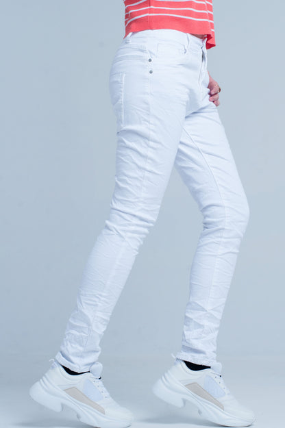 Vaqueros blancos Boyfriend de corte sllim