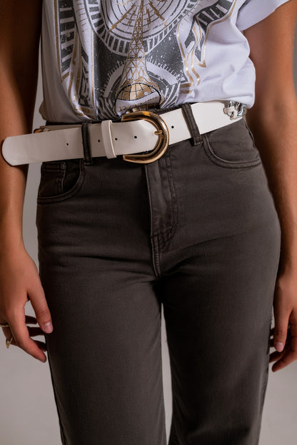 Vaqueros capri color gris de pernera ancha
