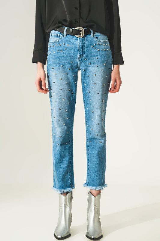 Q2 Vaqueros con diseño integral de strass