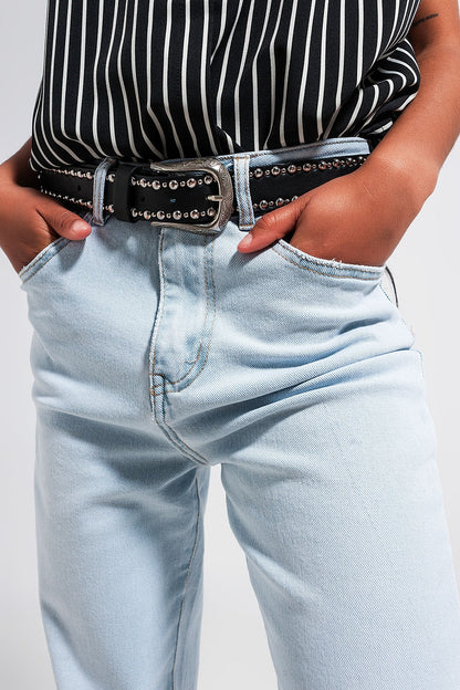 Vaqueros con lavado vintage claro de pernera recta y talle medio