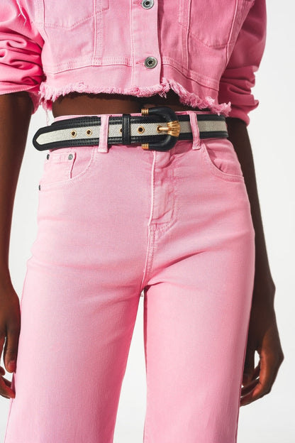 Vaqueros cropped wide leg en rosa