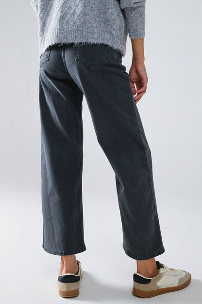 Vaqueros cropped wide leg grises