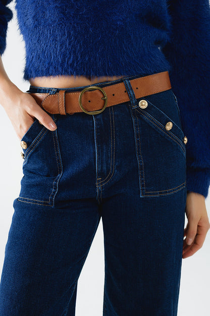 Vaqueros de pernera ancha con detalle de 3 botones