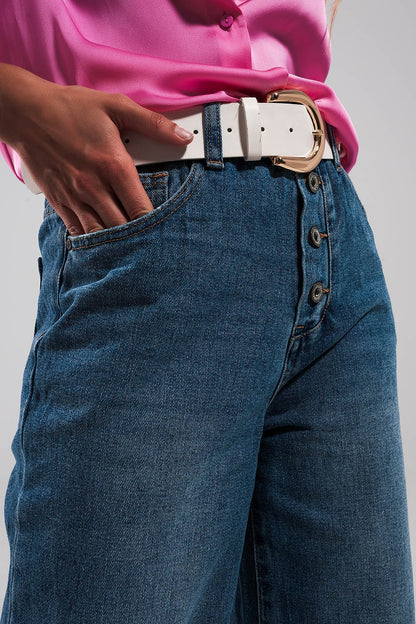 Vaqueros de pernera recta con plumas sintéticas en el bajo de color ROSA