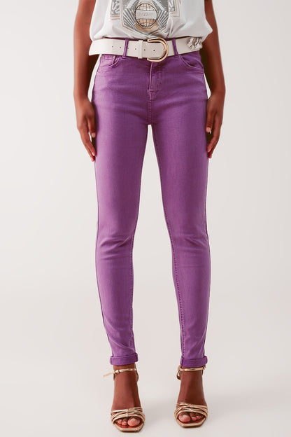 Vaqueros de talle alto color morado