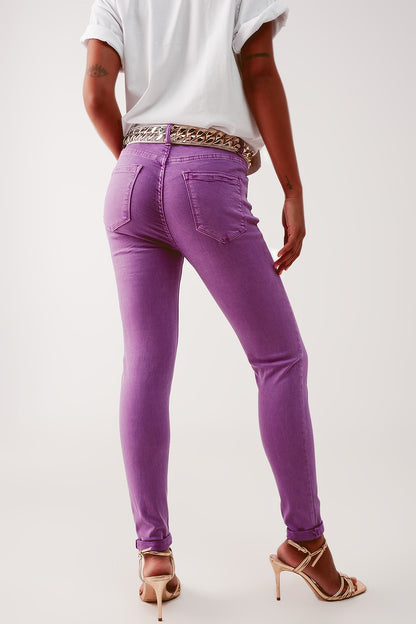 Vaqueros de talle alto color morado