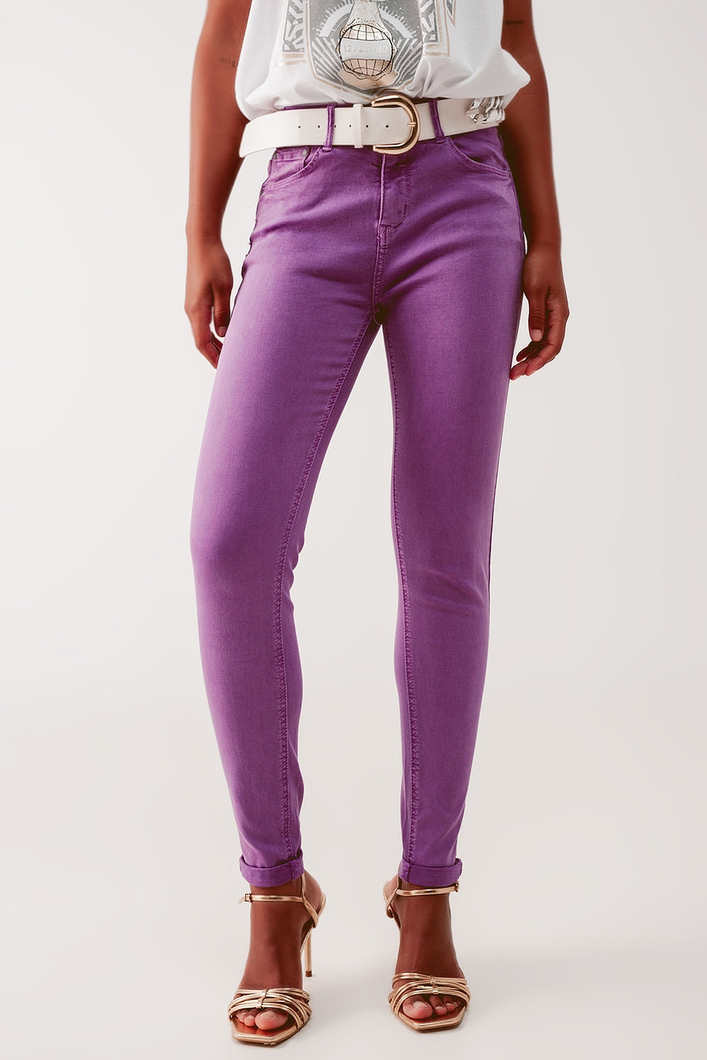 Vaqueros de talle alto color morado