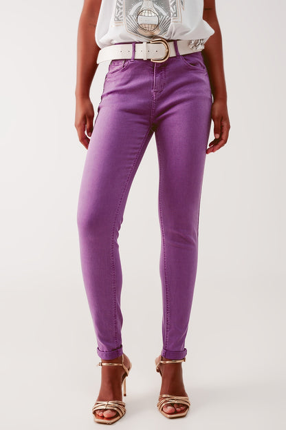 Vaqueros de talle alto color morado