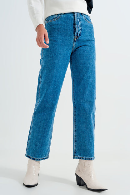 Vaqueros mom azules de talle alto