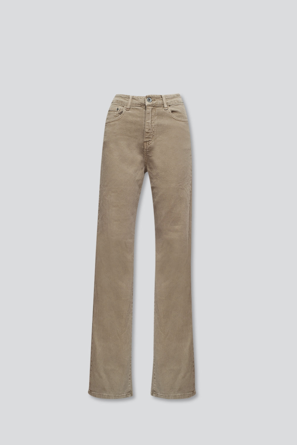 Vaqueros mom beige de tiro alto y corte holgado