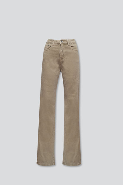 Vaqueros mom beige de tiro alto y corte holgado