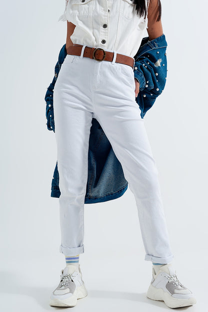 Vaqueros mom en color blanco