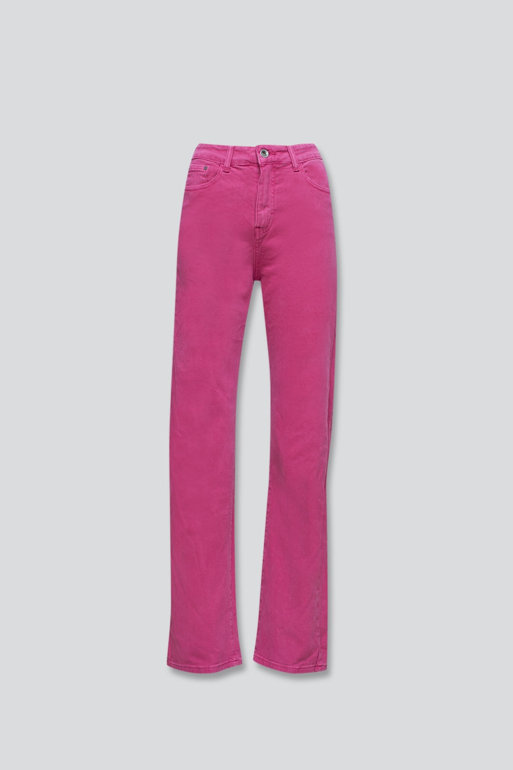 Vaqueros mom fucsia de tiro alto y corte holgado